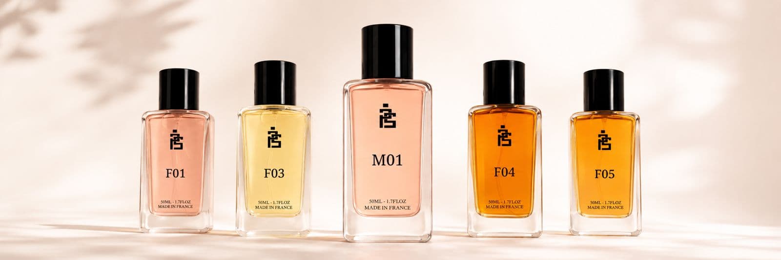 Collection Parfum Similaire — flacons F01, F03, M01, F04 et F05